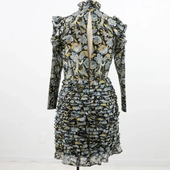 Robert Rodriguez 2 Silk Cotton Print Ruffle Dress - Picture 10 of 14